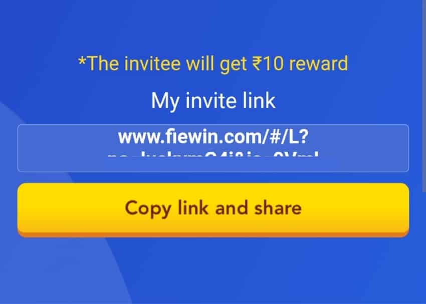 fiewin referral code | fiewin refer and earn